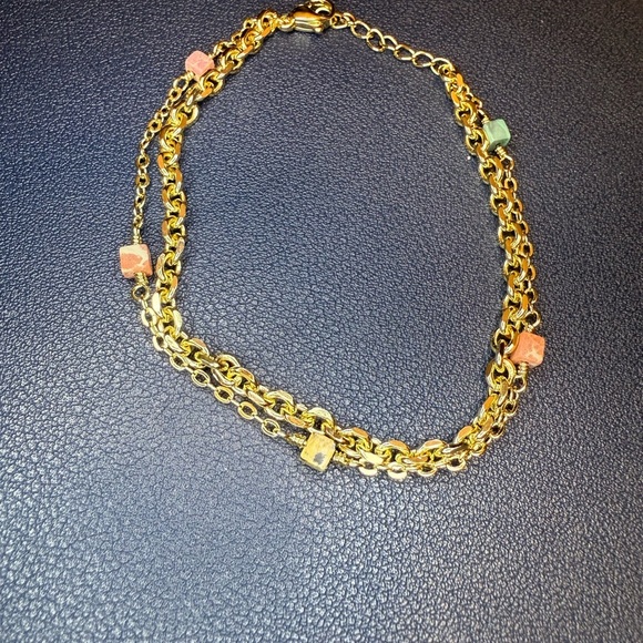 Gold Chain Bracelet with Multicolor Stones - Picture 2 of 3